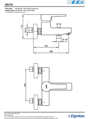 E.C.A  Delta Banyo Duş Bataryası 102102346