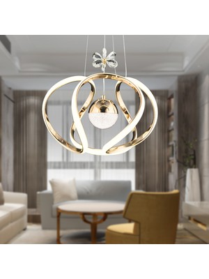 Apliqa Laurel Gold 3 Renkli 75 Watt Kristal Ledli Modern Oturma Odası Salon Sarkıt Avize