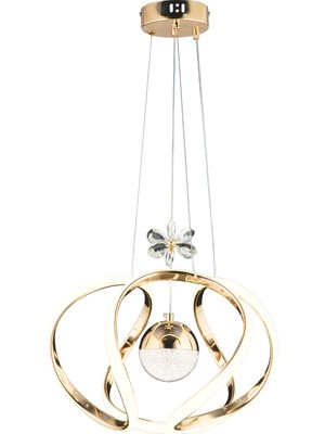 Apliqa Laurel Gold 3 Renkli 75 Watt Kristal Ledli Modern Oturma Odası Salon Sarkıt Avize