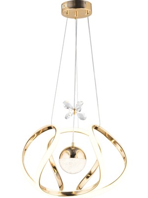 Apliqa Laurel Gold 3 Renkli 75 Watt Kristal Ledli Modern Oturma Odası Salon Sarkıt Avize