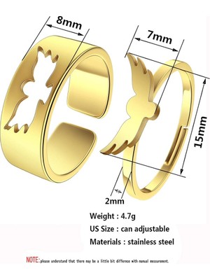Fybang Adet Benzersiz Kuş Baykuş Hayvan Yüzükler Kadın Erkek Çiftler Için Günlük Takı 316L Paslanmaz Çelik Ayarlanabilir Yüzük Setleri (Yurt Dışından)
