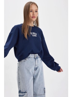 DeFacto Coool Oversize Fit Bisiklet Yaka Kalın Sweatshirt B2938AX23WN