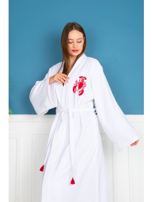 Eumenia Kırmızı Istakoz Nakışlı Kimono&kaftan