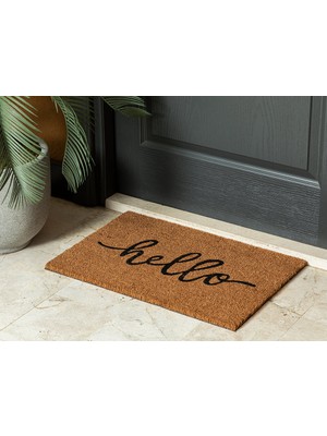 English Home Hello Baskılı Kapı Önü Paspası 40X60 cm Naturel