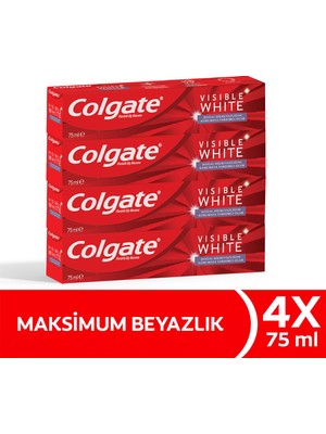 Colgate Visible White Maksimum Beyazlık Diş Macunu 75 ml x 4 Paket – Etkili Leke Giderici ve Parlatıcı Formül