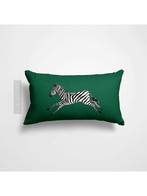 Yeşil Zebra Desenli Çift Taraflı Dekoratif  Yastık Kılıfı 32 x 55 cm