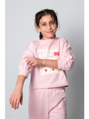 Zana Kids 6-13 Yaş Young Life Baskılı Kız Çocuk Ikili Takım - Şeker Pembe