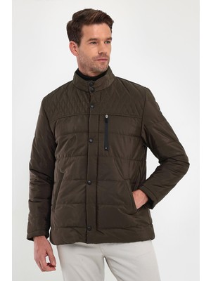 Sivaist Erkek Kahverengi Standart Fit Normal Kesim Içi Kürklü Dik Yaka Çıtçıt Detaylı Fermuarlı Kışlık Mont