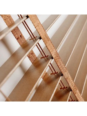 Wooden Blinds %100 Doğal Ahşap Jaluzi Perde 50mm, Alüminyum Kasalı Yüksek Kaliteli - Kurdelalı