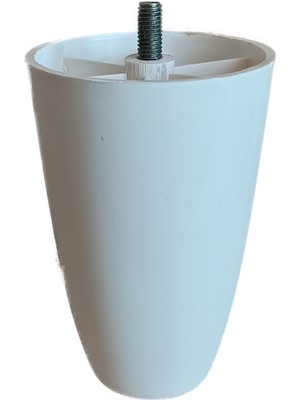 The Zey Gen (Vida Ölçüsüne Dikkat) - 12 cm Armut Plastik Baza Ayağı Koltuk Kanepe Ayağı 8 Adet Beyaz 3-8 Vida