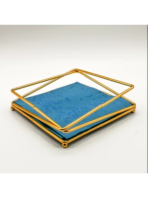 Gold Kaplama Metal Peçetelik Sunum Sofra Mutfak