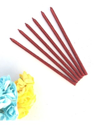 Tinky Winky Siyah Renkli 14  cm  Simli Göz Alıcı Ince Kibar Işıl Işıl 6 Lı Doğum Günü Parti Pasta Mumu