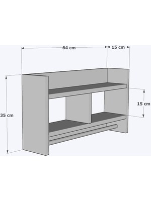 Ekinoks Home Banyo Mutfak Duvar Rafı Dekoratif Askılık, Düzenleyici, Çok Amaçlı Dolap