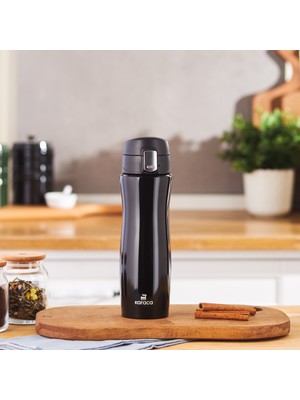 Karaca Jüpiter Güvenlik Kilitli Sızdırmaz Kapaklı Paslanmaz Çelik Termos 395 ml Siyah