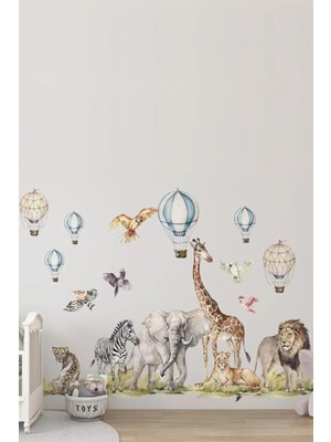 Kt Grup Büyük Boy Safari Hayvanları Duvar Sticker Seti