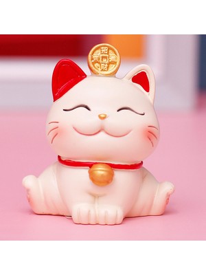 Bawei Lucky Cat Figürinler Fortune Feng Shui Mağaza  Için Koleksiyon Iki El Orta (Yurt Dışından)