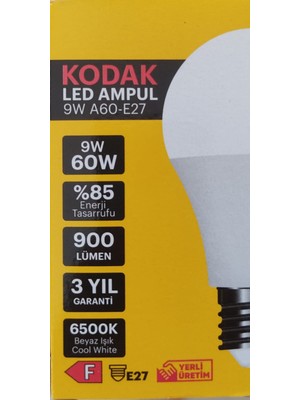 Kodak LED Ampul 9W A60-E27 Beyaz (3 Adet)