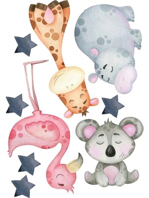 Kt Grup Pastel Renk Yavru Hayvanlar Duvar Sticker Seti