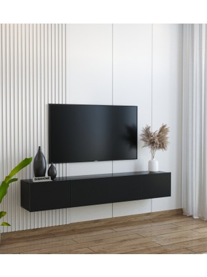 Suba home Duvara Monte Modern Minimalist Siyah Tv Ünitesi Dresuar  Mdf 160 cm