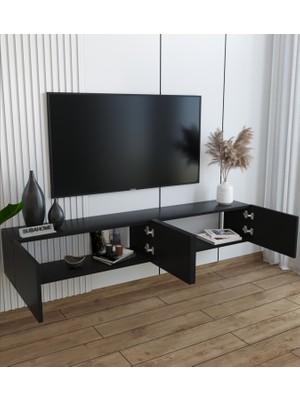 Suba home Duvara Monte Modern Minimalist Siyah Tv Ünitesi Dresuar  Mdf 160 cm