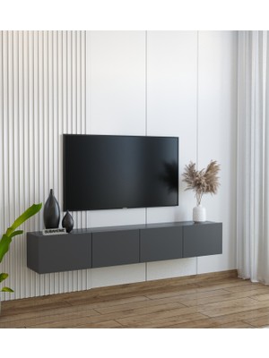 Suba Home Duvara Monte Modern Minimalist Antrasit Tv Ünitesi Mdf 160 cm