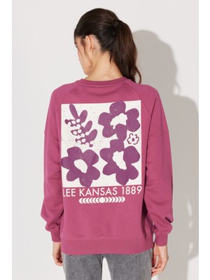 Lee Oversize Fit Geniş Kesim Bisiklet Yaka Şardonlu Koyu Pembe Sweatshirt