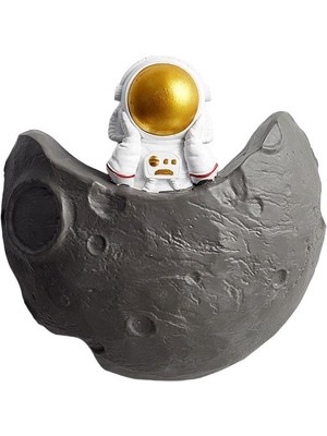 SUME Dekoratif Modern Büyük Boy 1 Adet Astronot ve Ay Figürlü Ev Dekoru Çocuk Odası Duvar Dekoru
