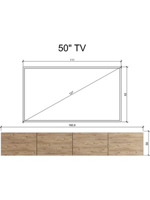 Suba Home Duvara Monte Modern Minimalist Atlantik Çam Tv Ünitesi Mdf 160 cm