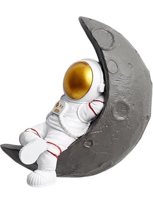 SUME Dekoratif Modern Büyük Boy 1 Adet Astronot ve Ay Figürlü Ev Dekoru Çocuk Odası Duvar Dekoru
