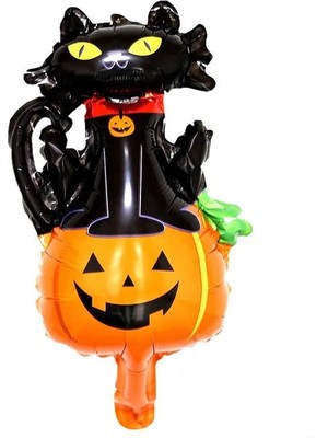 Kidspartim Halloween Kedili Balkabağı Folyo Balon 97X66 cm