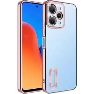 M.TK Moveteck Xiaomi Redmi 12 Orta Logo Gösteren Arkası Şeffaf Kenarları Renkli Titanium Telefon Kılıfı