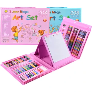 Mj Toys 208 Parça Çocuk Boyama Seti Kırtasiye Hediye Kutusu Fırça Seti Kuru Kalem Pastel Boya