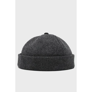 Koyu Gri Yünlü Hipster Bere Kışlık Docker Cap