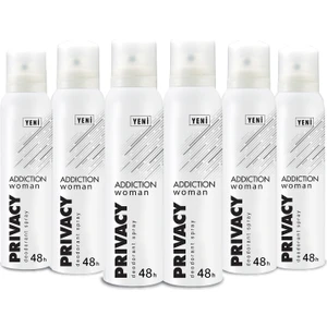Addiction Kadın Sprey Deodorant 48 Saat Etkili Pudrasız 6'lı Paket 150 ml Ferah Koku