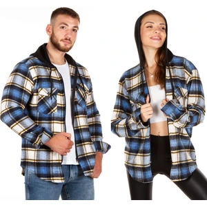 Kapüşonlu Fermuarlı Unisex Dama Desen Oduncu Gömleği