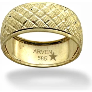 Aynalı Bakla Unisex 8 mm 14 Ayar Altın Alyans Yüzük
