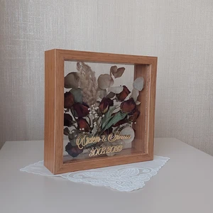Verda Çerçeve Bambu Isimli 25X25 cm Çift Yönlü Anı Çerçevesi! Gül Kutusu Şeffaf Gül Kutusu
