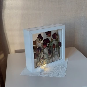 Verda Çerçeve Beyaz Ledli 25X25 cm Çift Yönlü Anı Çerçevesi! Gül Kutusu Şeffaf Gül Kutusu