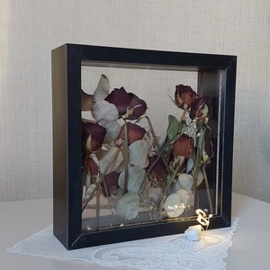 Verda Çerçeve Siyah Ledli 25X25 cm Çift Yönlü Anı Çerçevesi! Gül Kutusu Şeffaf Gül Kutusu