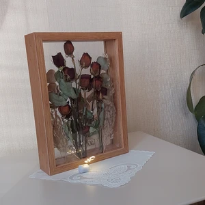 Verda Çerçeve Bambu Ledli 25X35 cm Çift Yönlü Anı Çerçevesi! Gül Kutusu Şeffaf Gül Kutusu