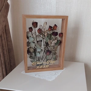 Verda Çerçeve Bambu Isimli 30X40 cm Çift Yönlü Anı Çerçevesi! Gül Kutusu Şeffaf Gül Kutusu