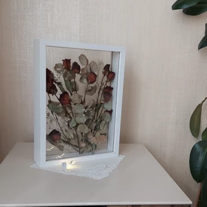 Verda Çerçeve Beyaz Ledli 30X40 cm Çift Yönlü Anı Çerçevesi! Gül Kutusu Şeffaf Gül Kutusu
