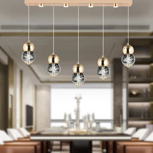 Sasha 5'li Sıralı 3 Renkli 57 Watt Gold Kristal Ledli Modern Oturma Odası Salon Sarkıt Avize