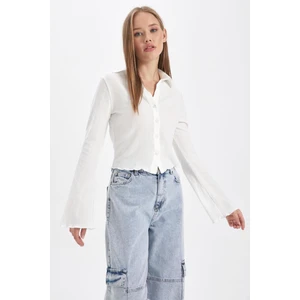 Coool Fitted Uzun Kollu Crop Gömlek A0012AX23AU