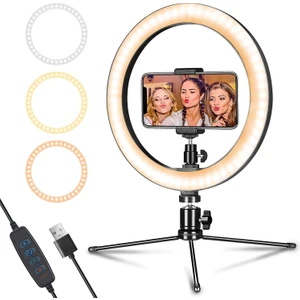 Tripodlu Youtuber Selfie LED Işıklı Masaüstü 10 Inç Tripod 26 cm Kuaför Makyaj Işığı Tiktok Işığı