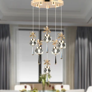 Amaris 6'lı Sıralı Gold Kelebek Led Avize Kristal Ledli Modern Oturma Odası Büyük Salon Sarkıt Avize