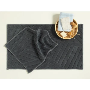 English Home Wavy Pamuklu Banyo Paspası Seti 60X100 cm + 60X50 cm Antrasit