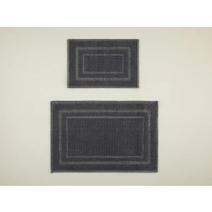 English Home Classy Frame Pamuklu Bukle Banyo Paspası Seti 60X90 + 40X60 cm Koyu Gri