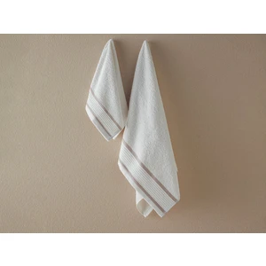 English Home Moka Pamuklu Bordürlü Yüz Havlusu Seti 50X80+30X45 cm Ekru-Bej