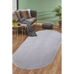 Linos Home Açık Gri Fluffy Oval Post Peluş Halı Kaymaz Taban Yumuşacık Yolluk Modern Halı